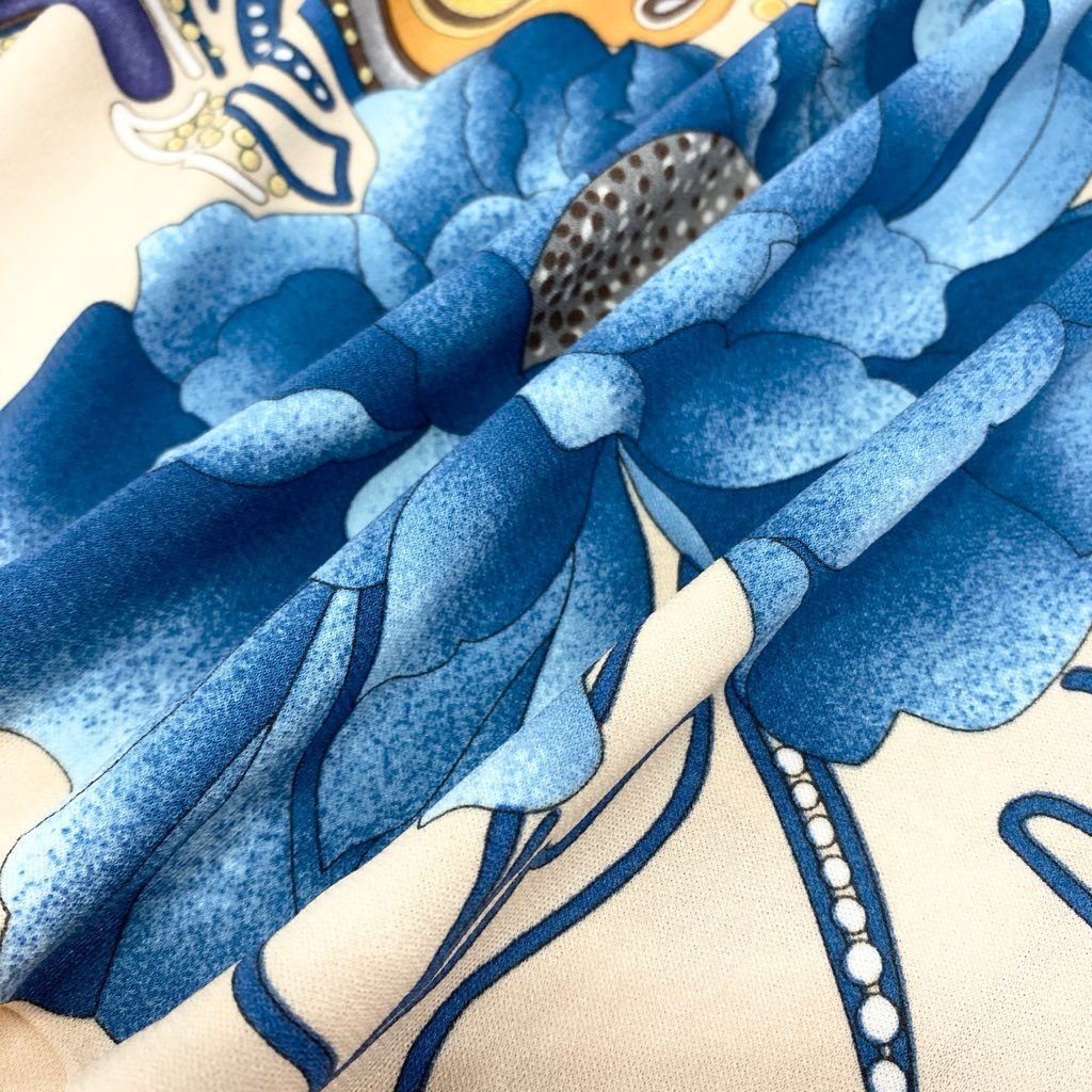 59L15 【美品】LEONARD レオナール チュニック ロングスリーブカットソー Vネック カンカン素材 総柄 トップス 40サイズ ベージュ系 レディースo07t