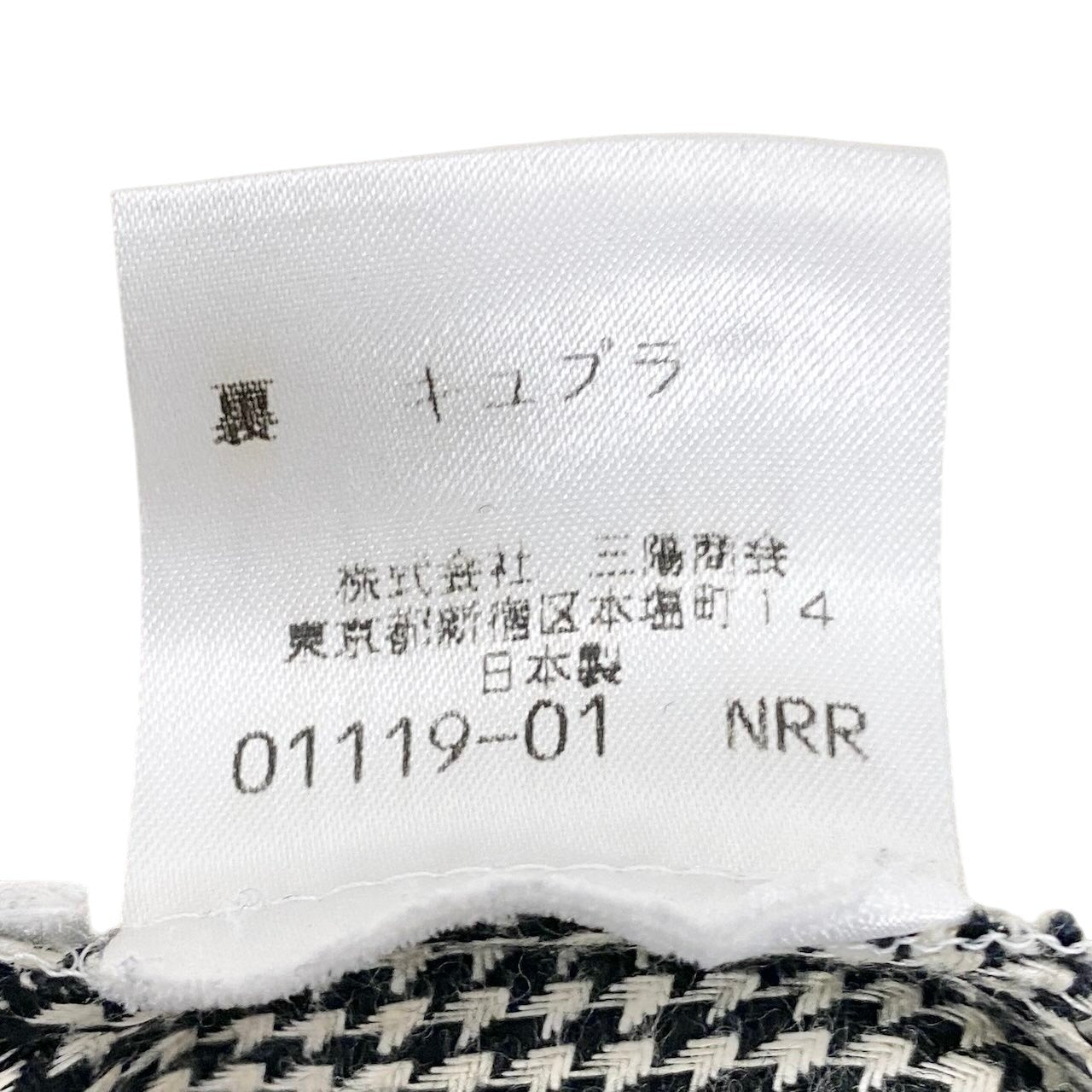 68g4 YVES SAINT LAURENT イヴサンローラン 千鳥格子柄 チェスターコート ロングコート 比翼ボタン サイズ38 アイボリー ブラック レディースu02t