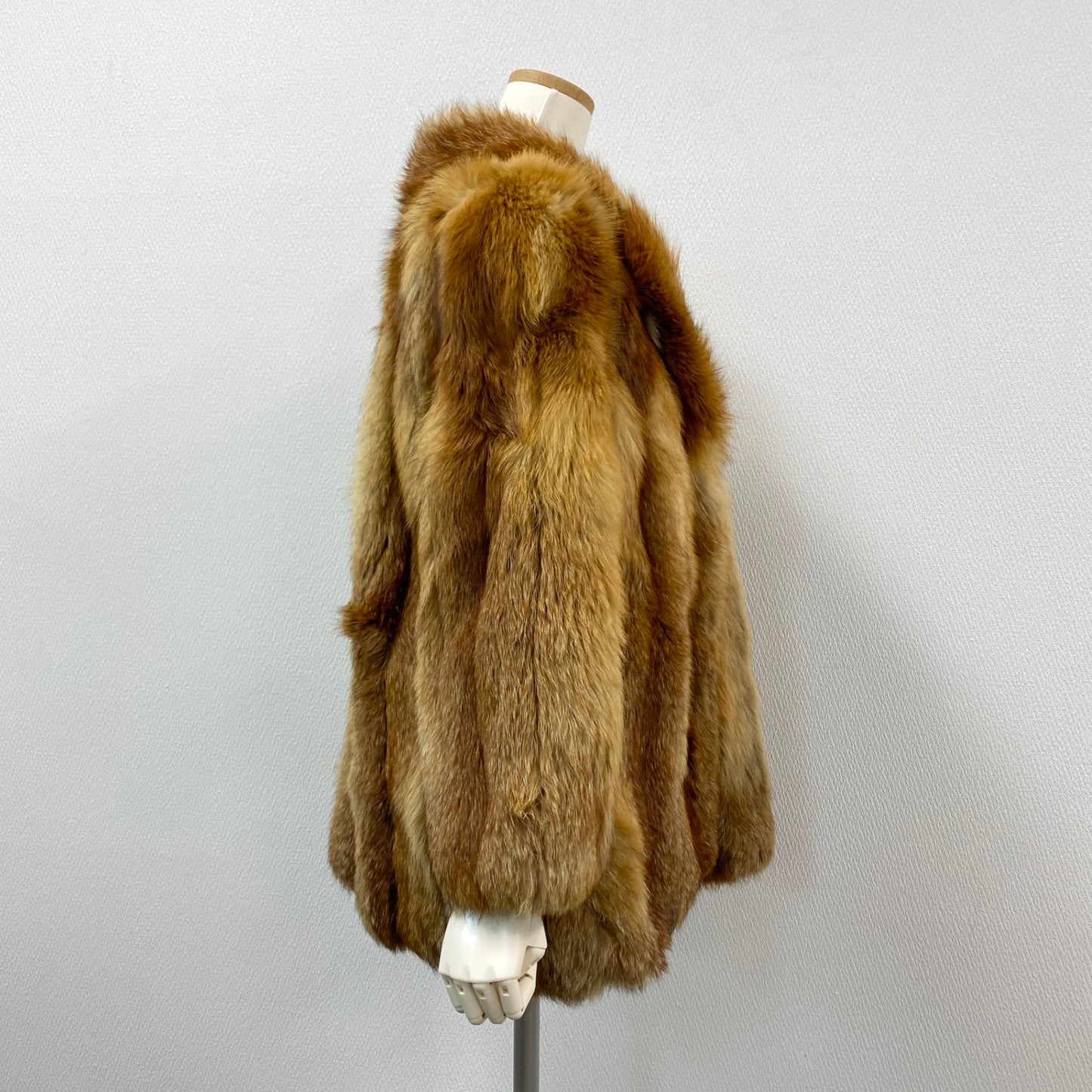 76j6 《美品》レッドフォックス  毛皮コート フォックスコート フォックスファー 11サイズ ベージュ×ブラウン レディースt18r