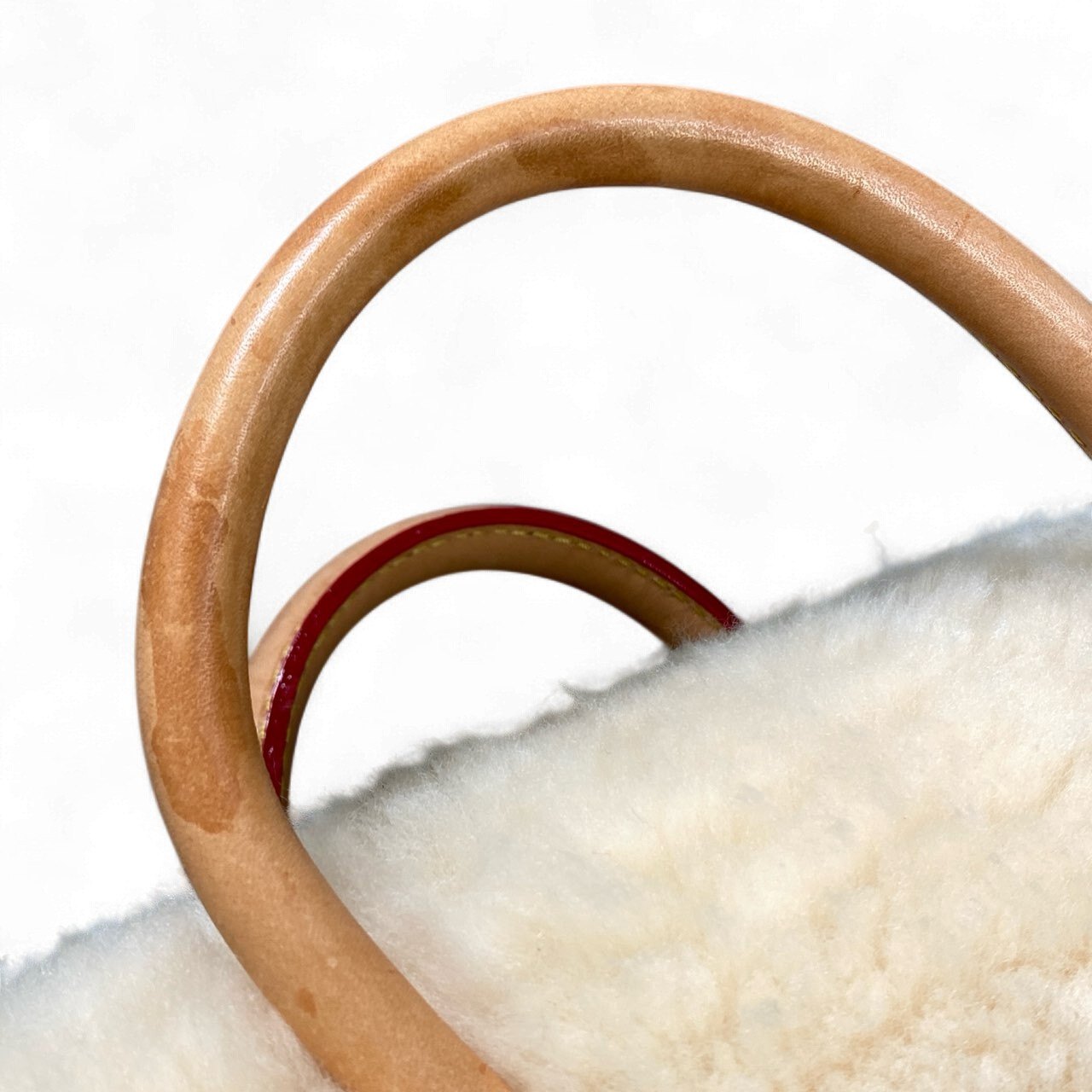 ak18 MONTEROSA モンテローザ muku ムク リアルムートン 手網みニット ファー トートバッグ 鞄 ベージュk02i