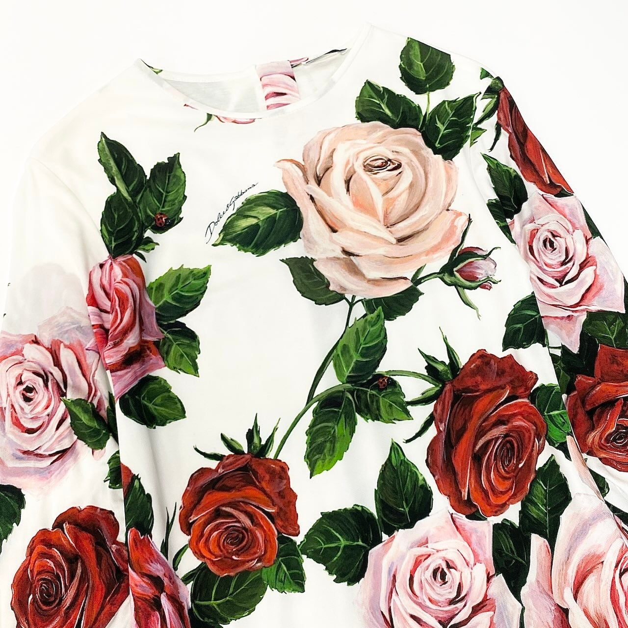80e1 DOLCE&GABBANA ドルチェアンドガッバーナ フラワープリント ワンピース フレアワンピース バラ柄 薔薇 9/10 ホワイト キッズ 女の子u02t