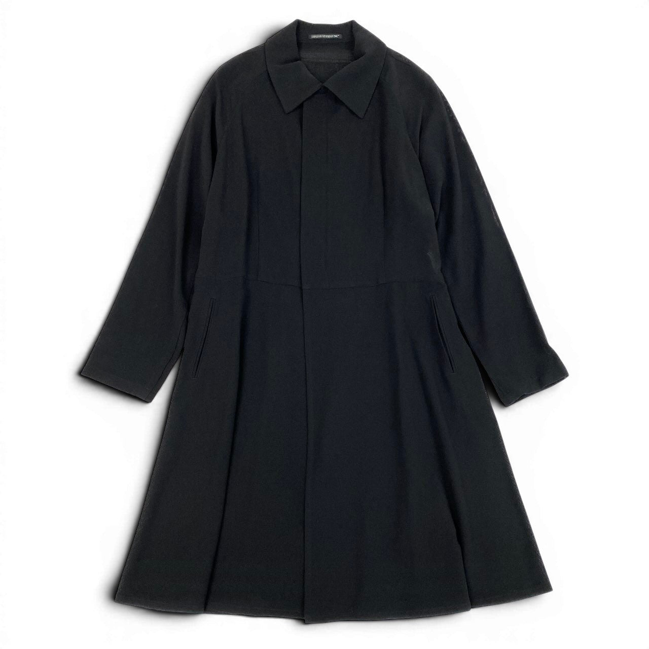 Ae7 Yohji Yamamoto ヨウジヤマモト ハーフジップ シアーロングコート ロングジャケット サイズ1 ブラック ウール100％ レディース 女性服u02t