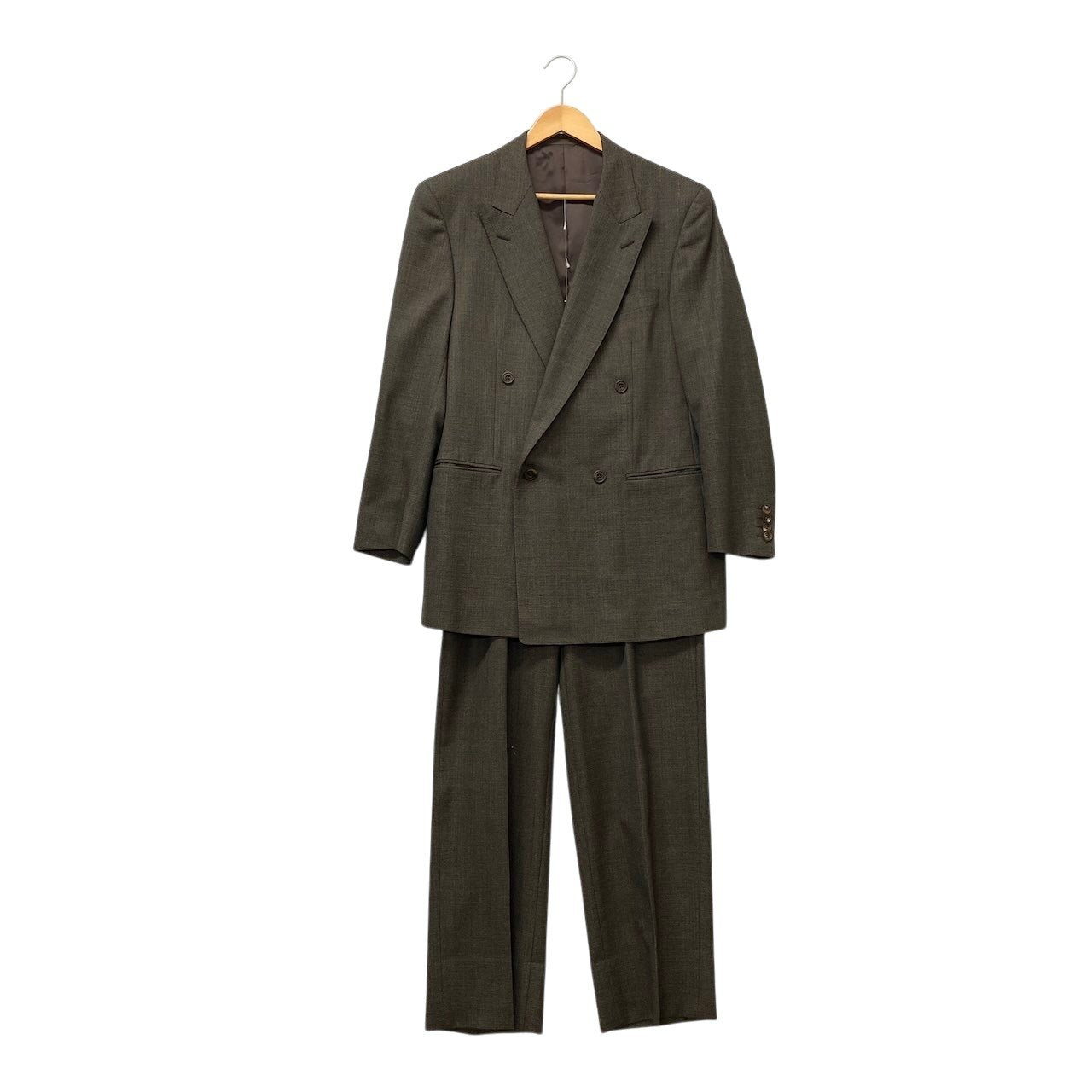 85g7 BURBERRY LONDON バーバリー セットアップスーツ ダブルブレスト チェック柄 サイズAB6 ブラウン系 ウール メンズ 紳士服o07t