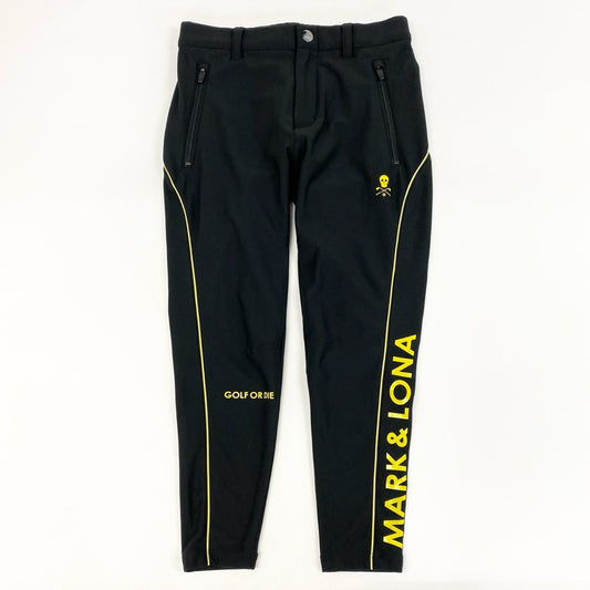 31i8 MARK&LONA マークアンドロナ Flexer Energy Tech Pants スカルプリント ジャージパンツ ボトムス ゴルフウェア ロゴプリント MLM-1C-AT12 44 ブラック イエロー メンズo07t