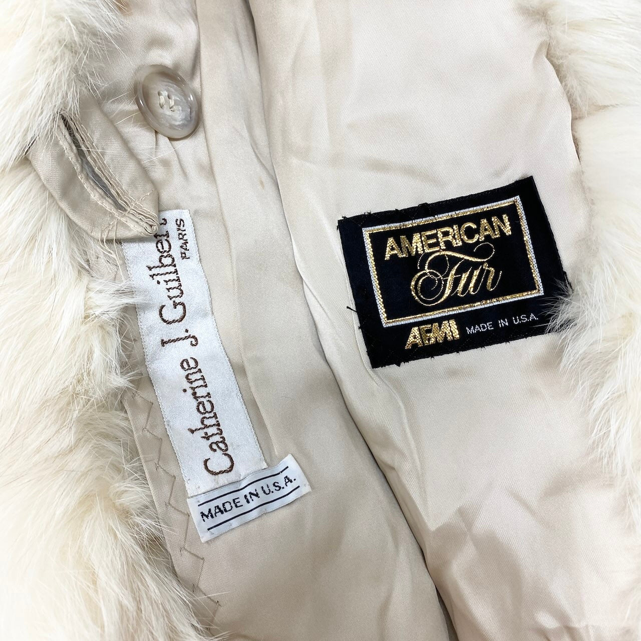 32d2 Catherine J.Guilbert フォックス×ミンク ファーコート 毛皮コートジャケット アウター アイボリー フォックス ミンク レディース 女性用k02i