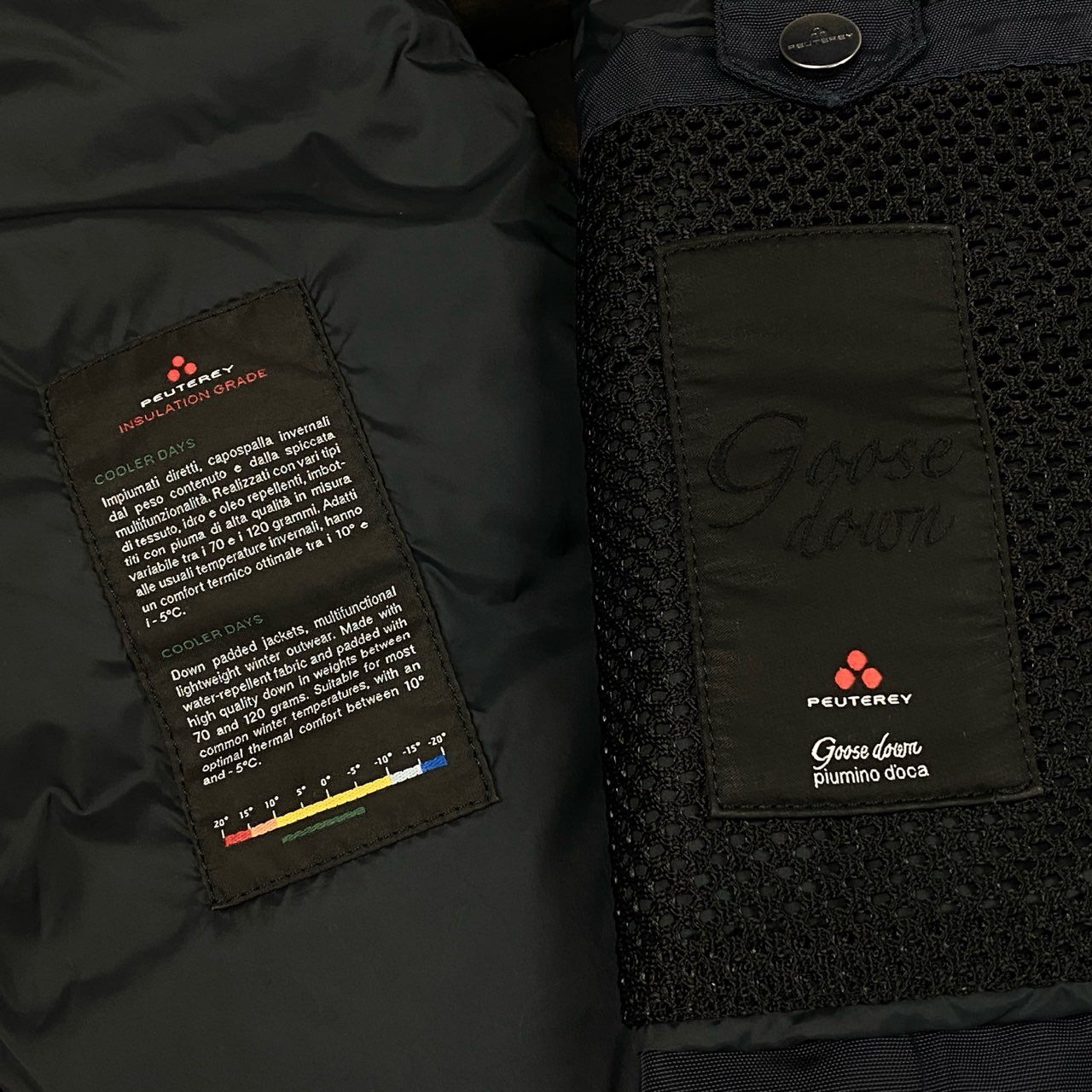 50b27 PEUTERY ピューテリー グースダウンジャケット アウター 袖腕章 S ネイビー メンズu02t