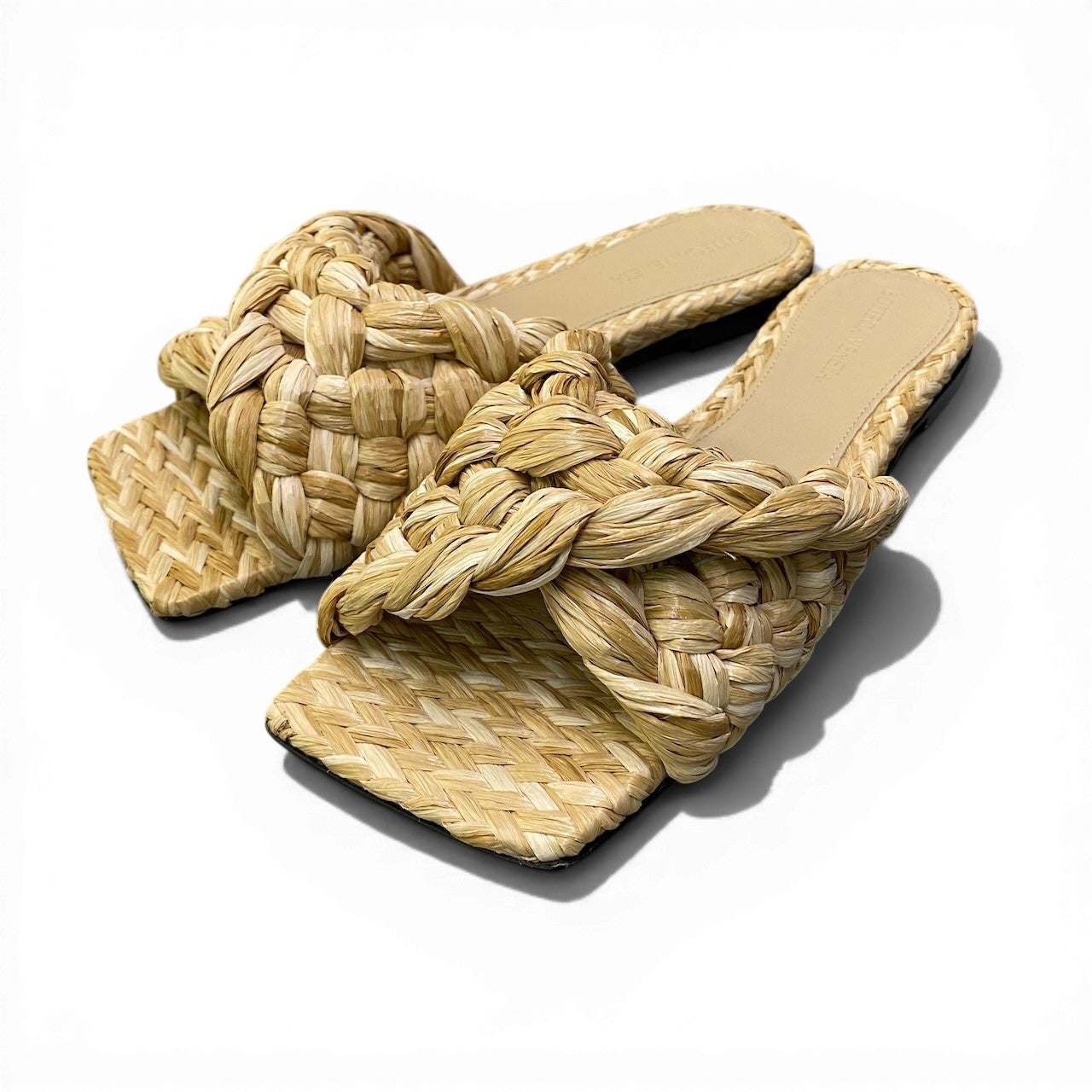 Ad2 BOTTEGA VENETA ボッテガヴェネタ  リド スライドサンダル サイズ36 1/2 編み込みラフィアサンダル レディースk02i
