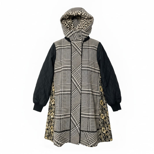 51c14 Aquascutum アクアスキュータム 近年モデル パターン切替 コート サイズM 日本製 フード取外し可t18r