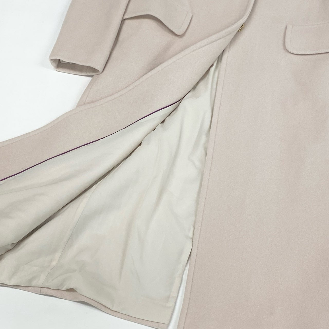 5L17 blugirl Blumarine ブルーガール ウールロングコート ステンカラーコート アウター イタリア製 40サイズ ピンクベージュ レディースu02t