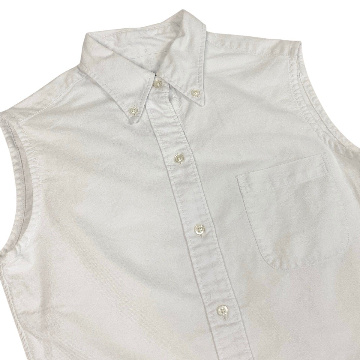 Eg19 THOM BROWNE. トムブラウン ノースリーブ チュニックシャツ サイズ36 ホワイト コットン100％ レディースu02t