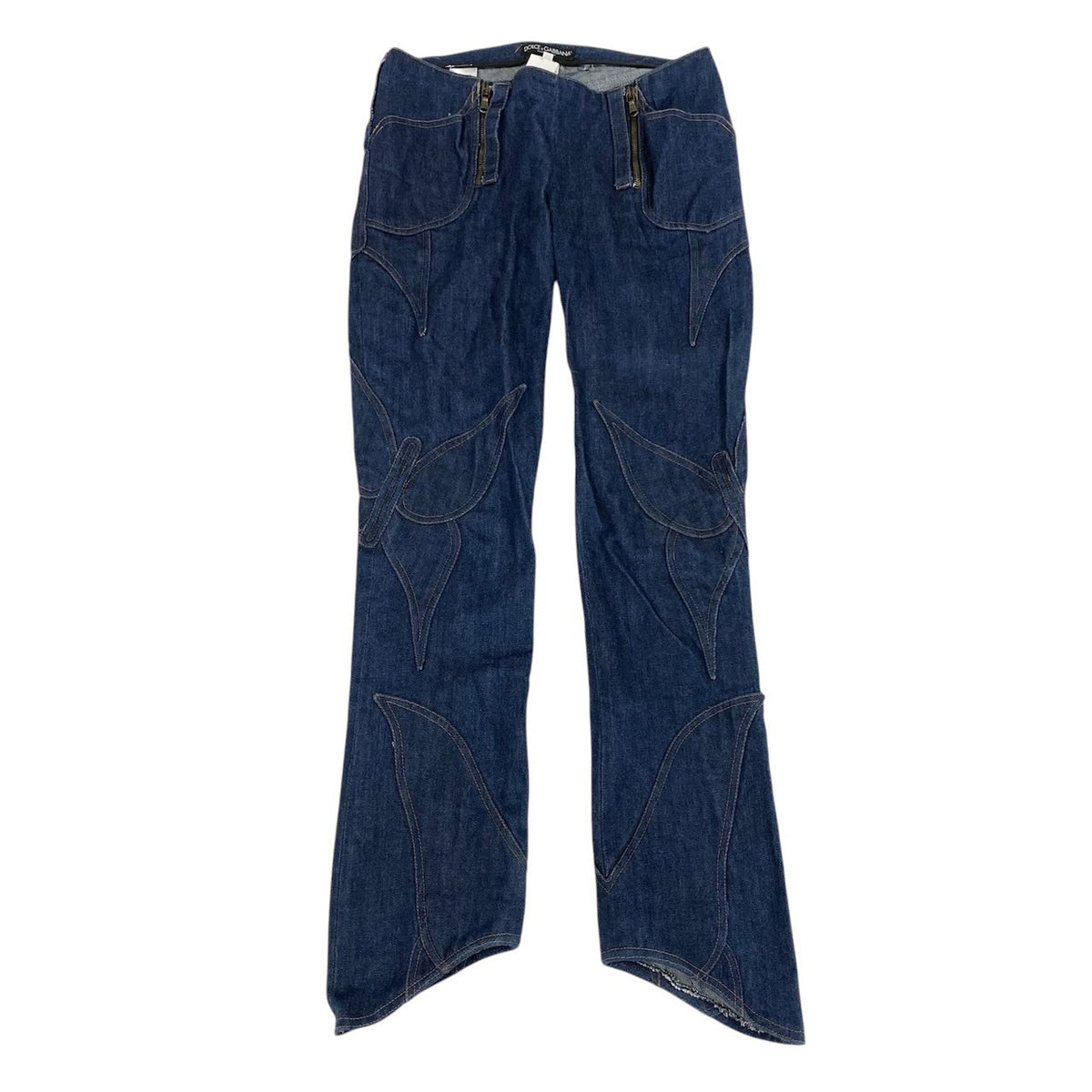 Ei20 DOLCE＆GABBANA ドルチェアンドガッバーナ 2002ss バタフライ デニム フレアパンツ 42 インディゴブルー コットン アーカイブu02t