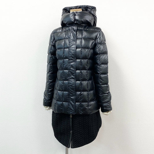 62g24 《未使用》 SNOWMAN NEW YORK スノーマン ニューヨーク レイヤード ダウンコート アウター 軽量ダウン フード付き 65S058 サイズS ブラック ナイロン レディース アウター_