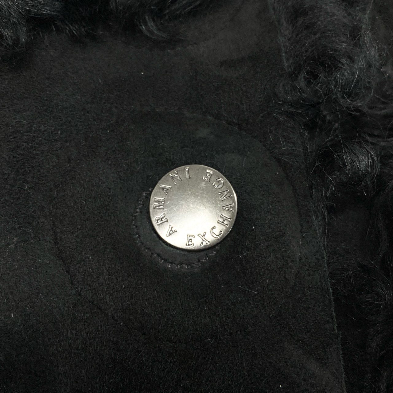 37a19 【ヴィンテージ】ARMANI EXCHANGE アルマーニエクスチェンジ ラムファー ショートレザージャケット サイズXS ブラック レザー レディース アウター ファージャケットk02i