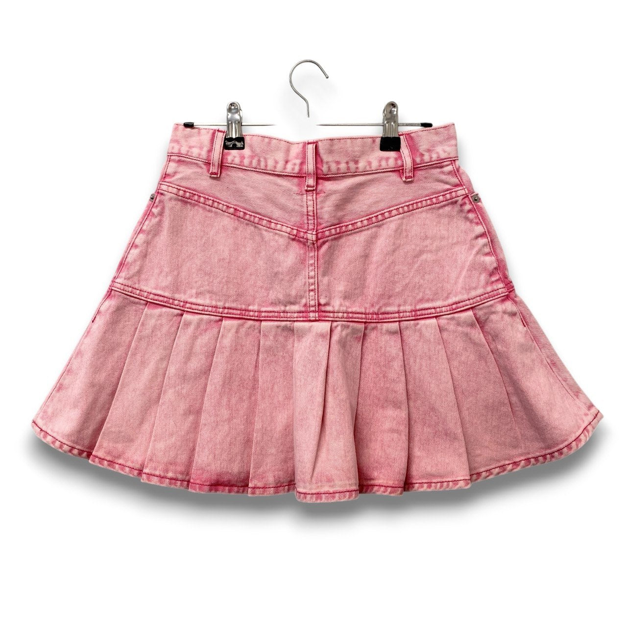 45c6 ＃FR2 エフアールツー デニムミニスカート プリーツスカート Mサイズ ピンク コットン100％ レディース 女性用u02t