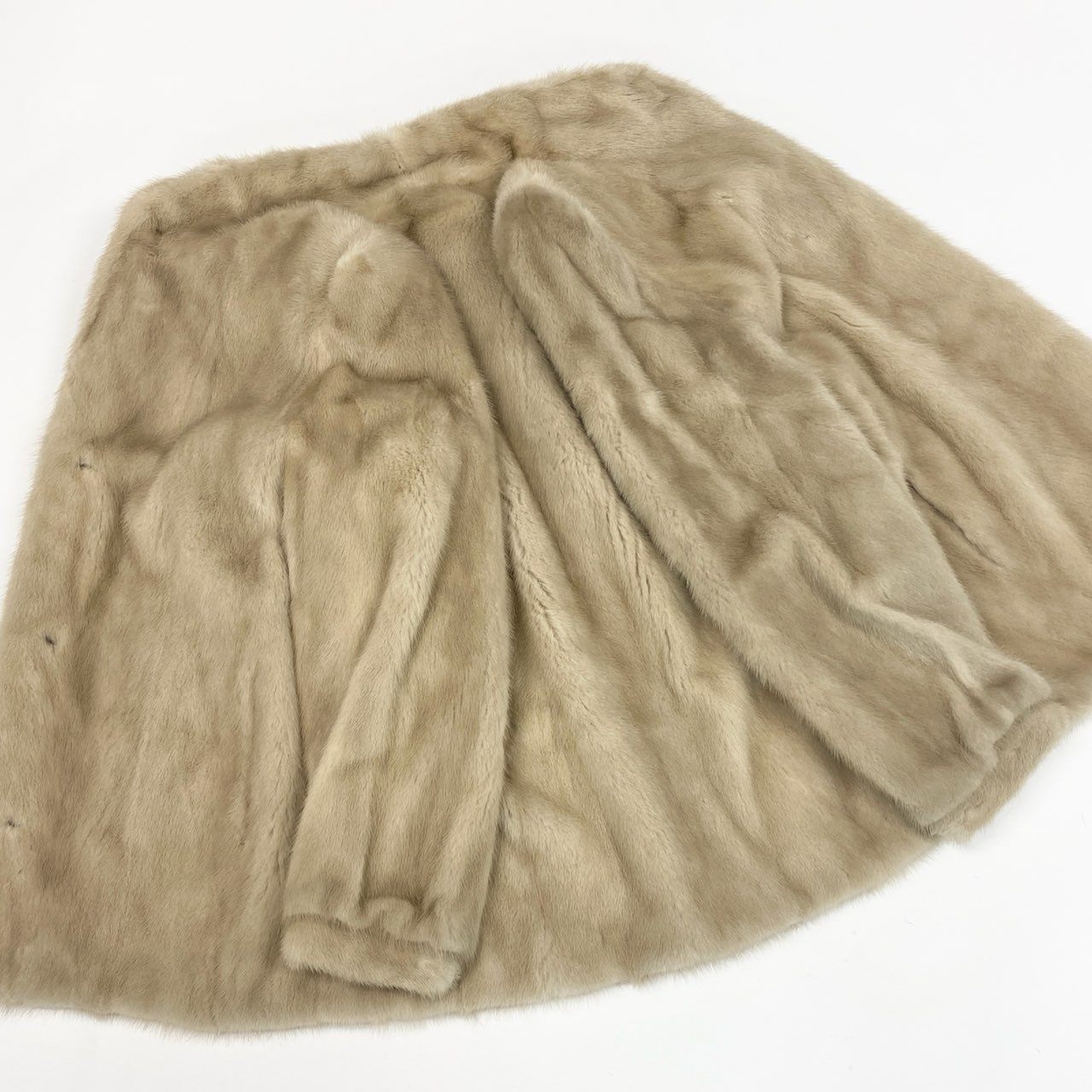 6a21 パールミンク ファーコート サイズ13 ホワイト 本毛皮 Pearl Mink Fur Coat ポケット有t18r