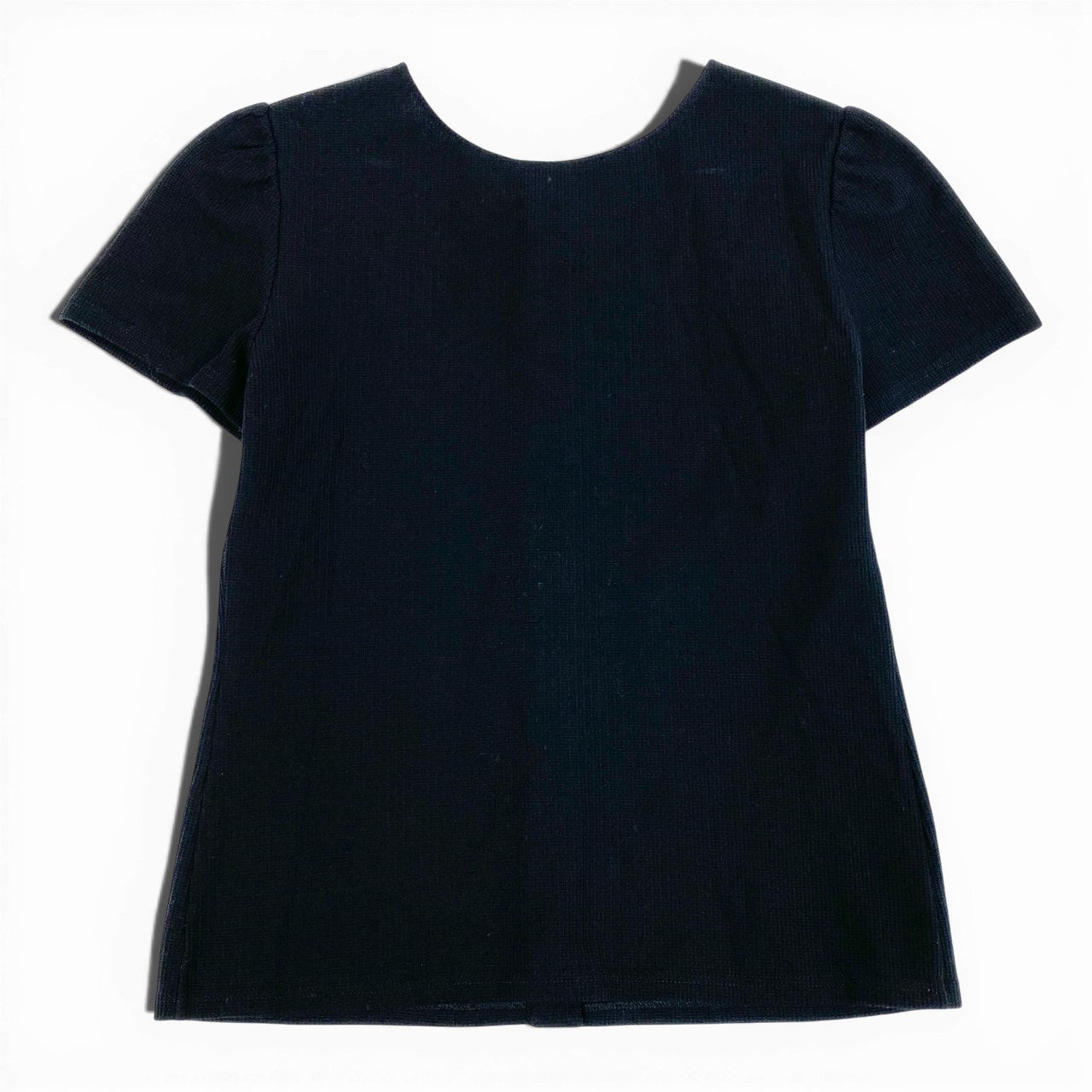 60a14 CHANEL シャネル P51842 2015年 タイトフィット 半袖カーディガン 短丈ブラウス サイズ38 ブラック レディース トップスta1