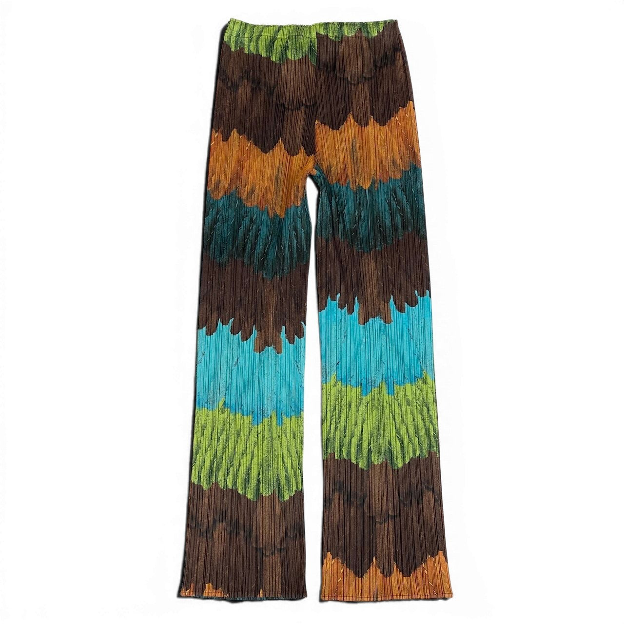 e1 【美品】PLEATS PLEASE 2003 ピーコックパンツ プリーツパンツ PP33-JF711 2サイズ マルチカラー ポリエステル100％ レディース 女性用ta1