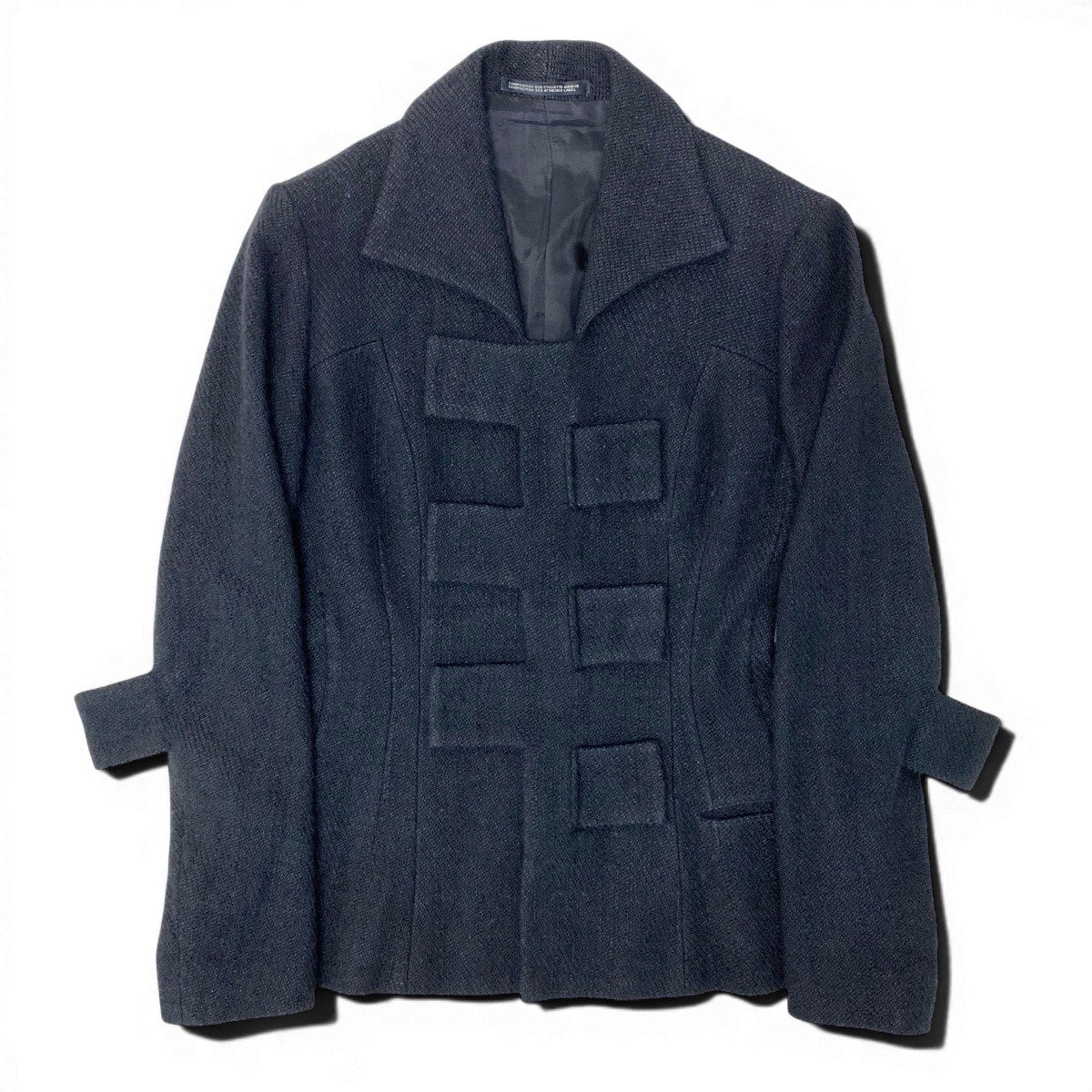 Af25 Yohji Yamamoto femme ヨウジヤマモト スナップボタン 中綿ジャケット ウールシルクブレンド FE-J05-149 ブラック レディースo07t