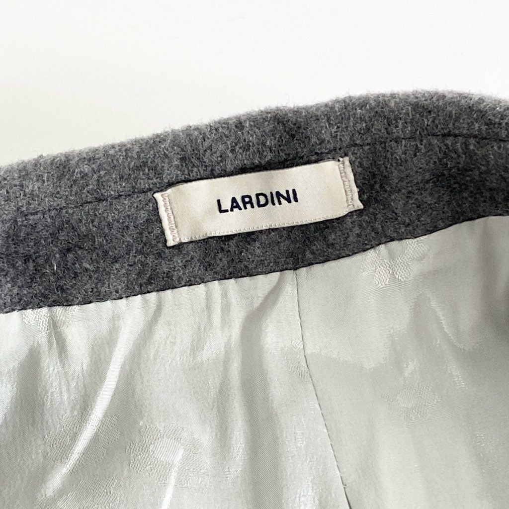 47g6 《美品》 LARDINI ラルディーニ カシミヤ混 ダブル チェスターコート ロングピーコート ブートニエール 40 グレー イタリア製