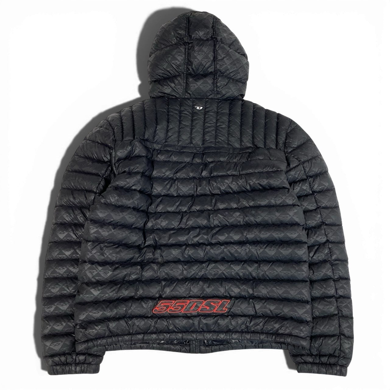 50a19 DIESEL SPORT ディーゼル 55DSL ダウンジャケット フーデット ジャンパー 総柄 メンズ 紳士服 AMWT-KOOPU-HT26 XXL ブラックu02t
