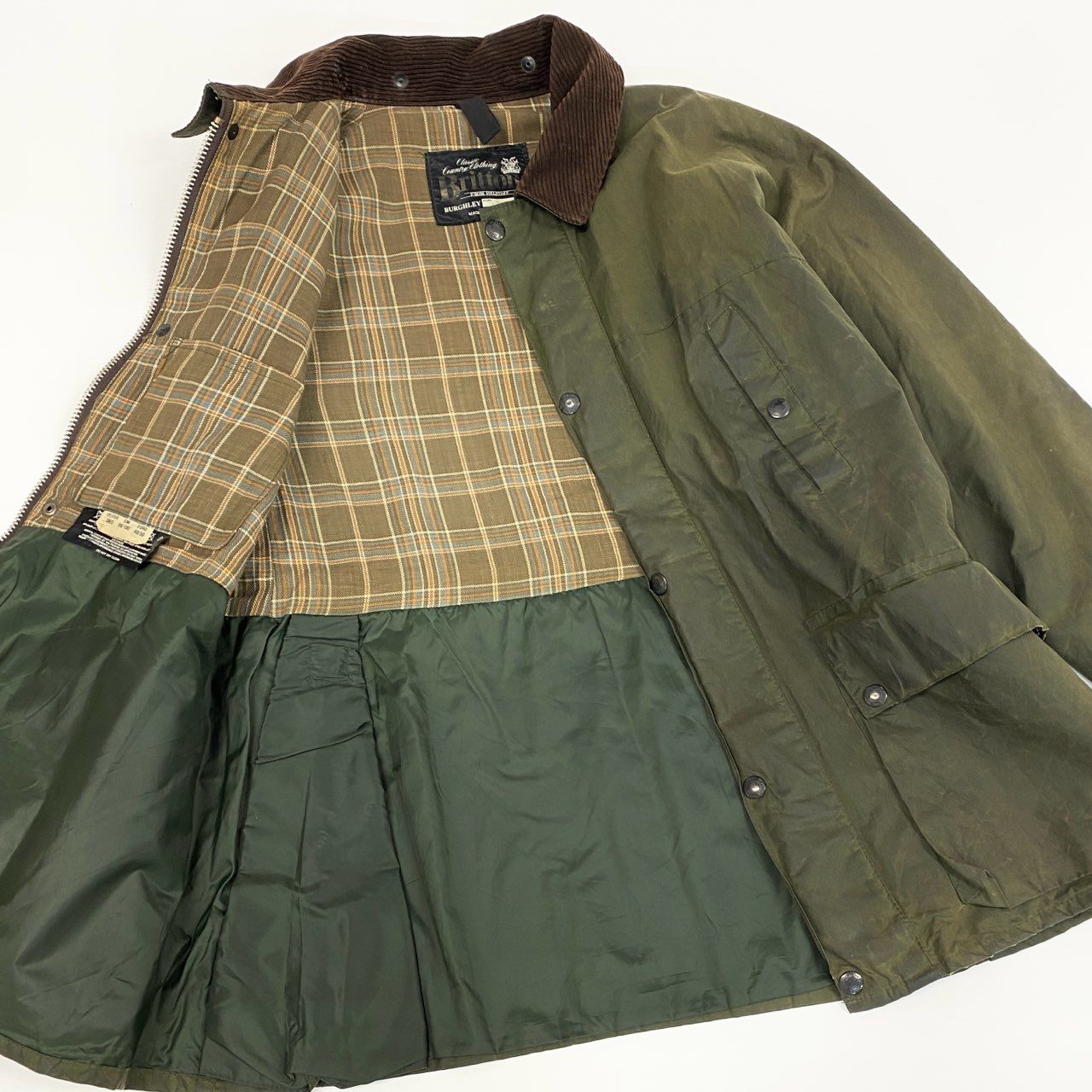 41i26 BELSTAFF ベルスタッフ BRITTON ブライトン 80s オイルドジャケット コート BURGHLEY オリーブ メンズ 英国製u02t