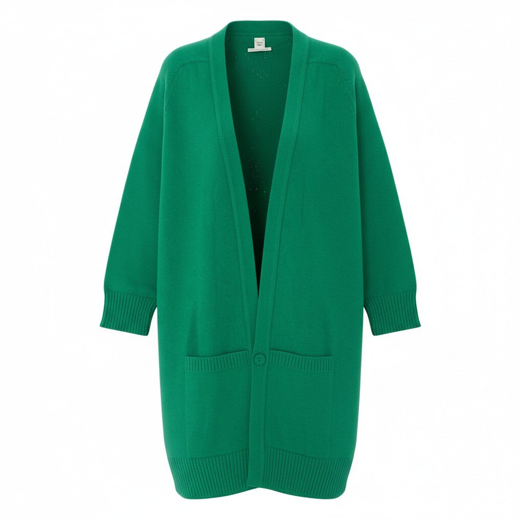 Ed15 HERMES エルメス Hロゴ カシミヤ100％ ロングカーディガン H Logo Cashmere Long Cardigan Green サイズ40 グリーンt18r