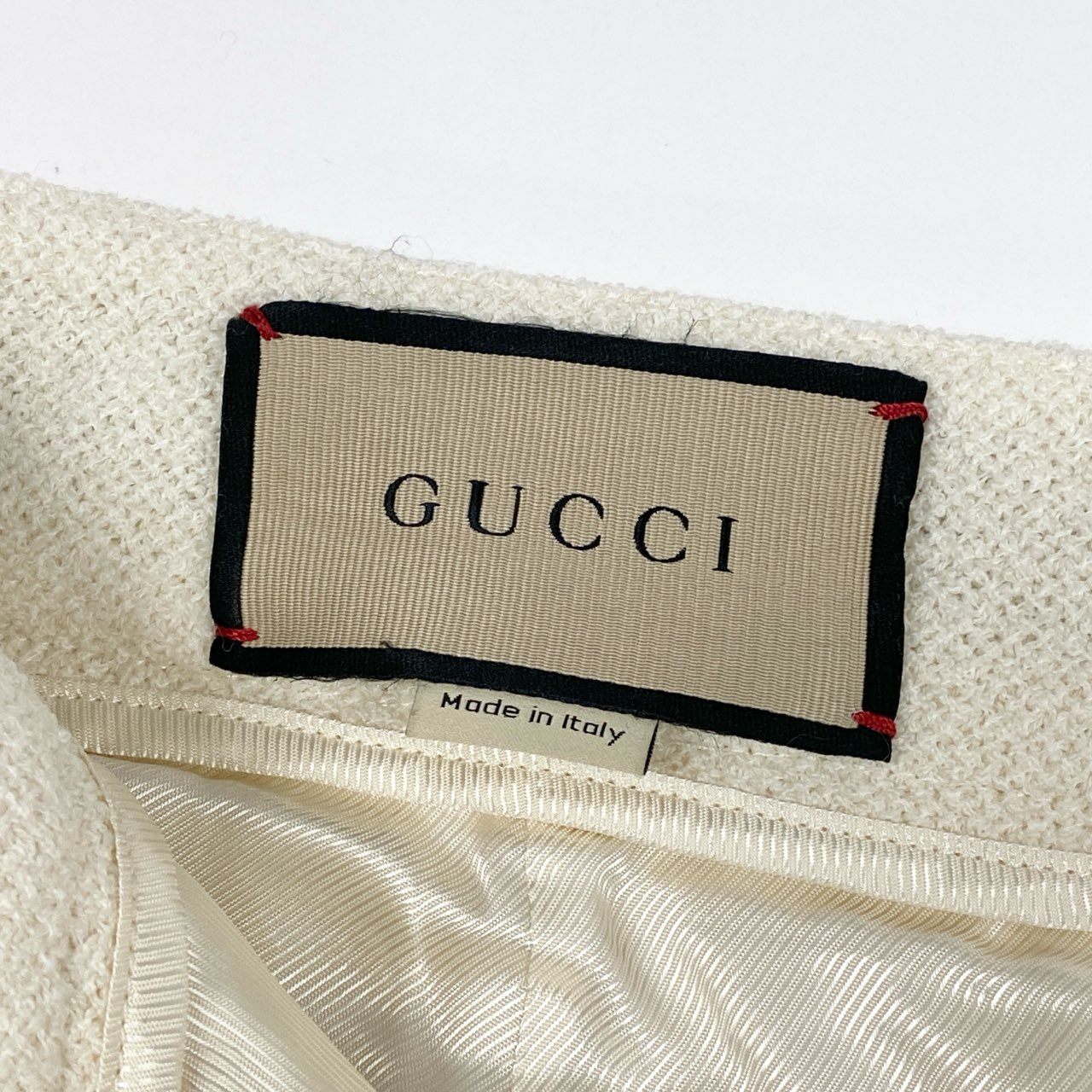 64b11【美品】GUCCI グッチ ツイードスラックスパンツ サイドライン インターロッキングG ボトムパンツ 48サイズ アイボリー メンズ 男性用k02i