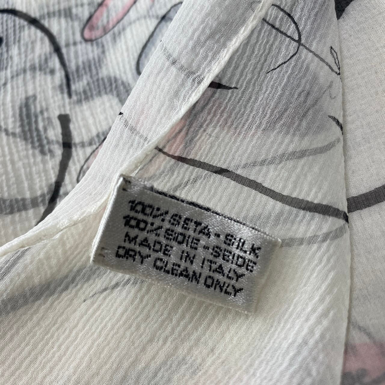 e13 CHANEL シャネル シルクスカーフ 長方形 ココマーク 総柄 ホワイト シルク100％ レディース 女性用k02i