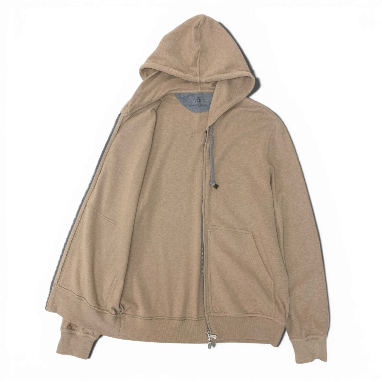 42b27 BRUNELLO CUCINELLI ブルネロクチネリ ダブルジップ コットンパーカー サイズXS ベージュ メンズ 男性用 トップスk02i