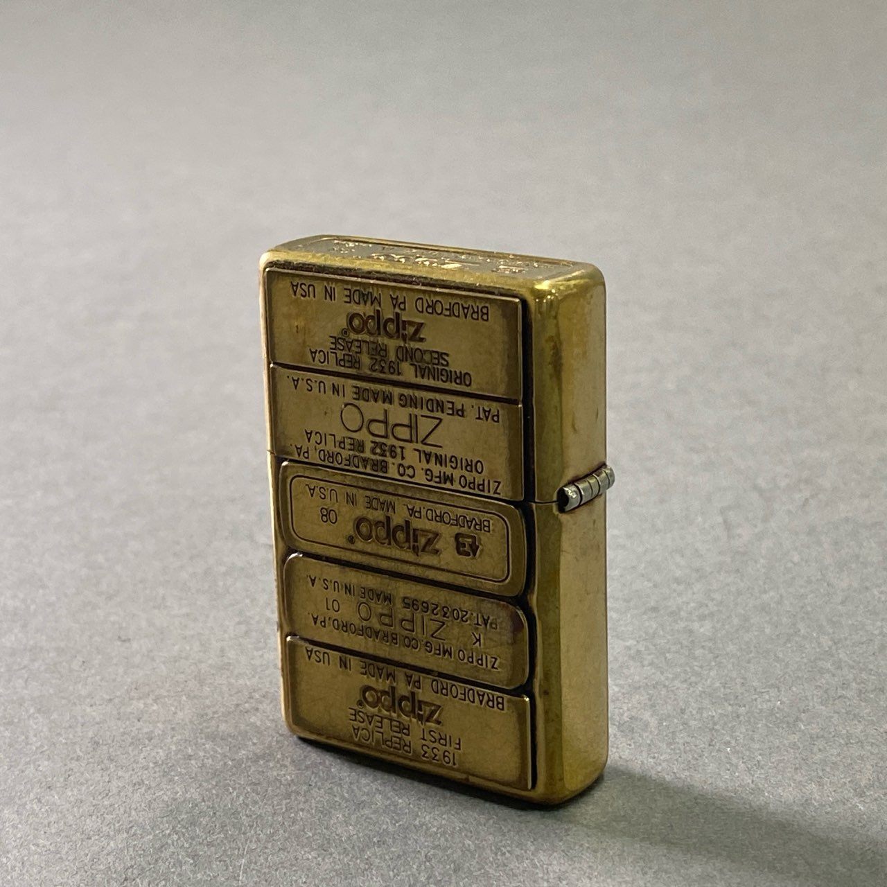 8f11  《希少》 ZIPPO ジッポ 限定品 歴代ボトムメタル オイルライター ゴールド No.0044 Vintage 喫煙具