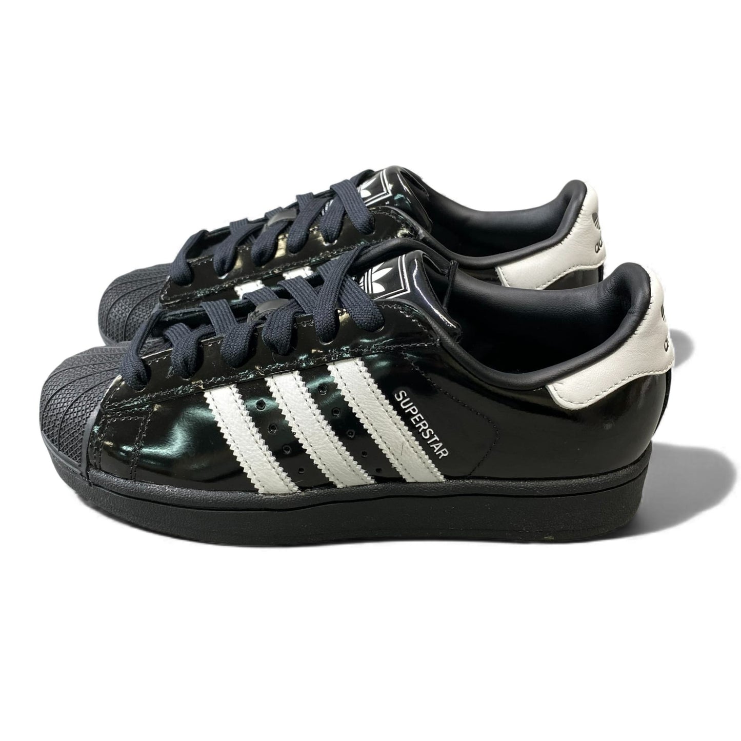 1L10 【美品】adidas アディダス スーパースター パテントレザースニーカー ローカットスニーカー 23センチ ブラック ホワイト レディースo07t
