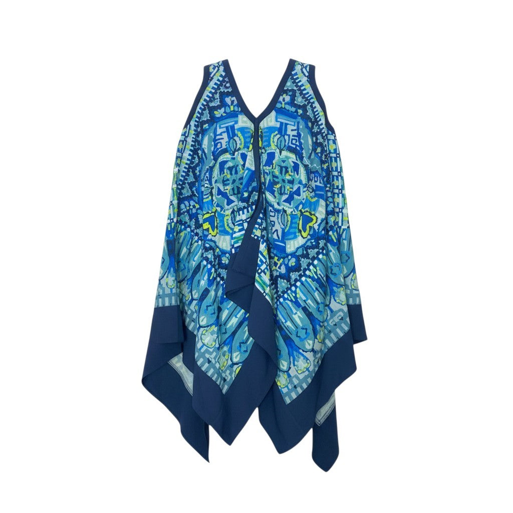 26k27 《美品》 TOKUKO 1er VOL トクコプルミエヴォル ノースリーブワンピース フレアワンピース 総柄プリント Vネック レディース 女性用 マルチカラー 9 ポリエステル100％u02t