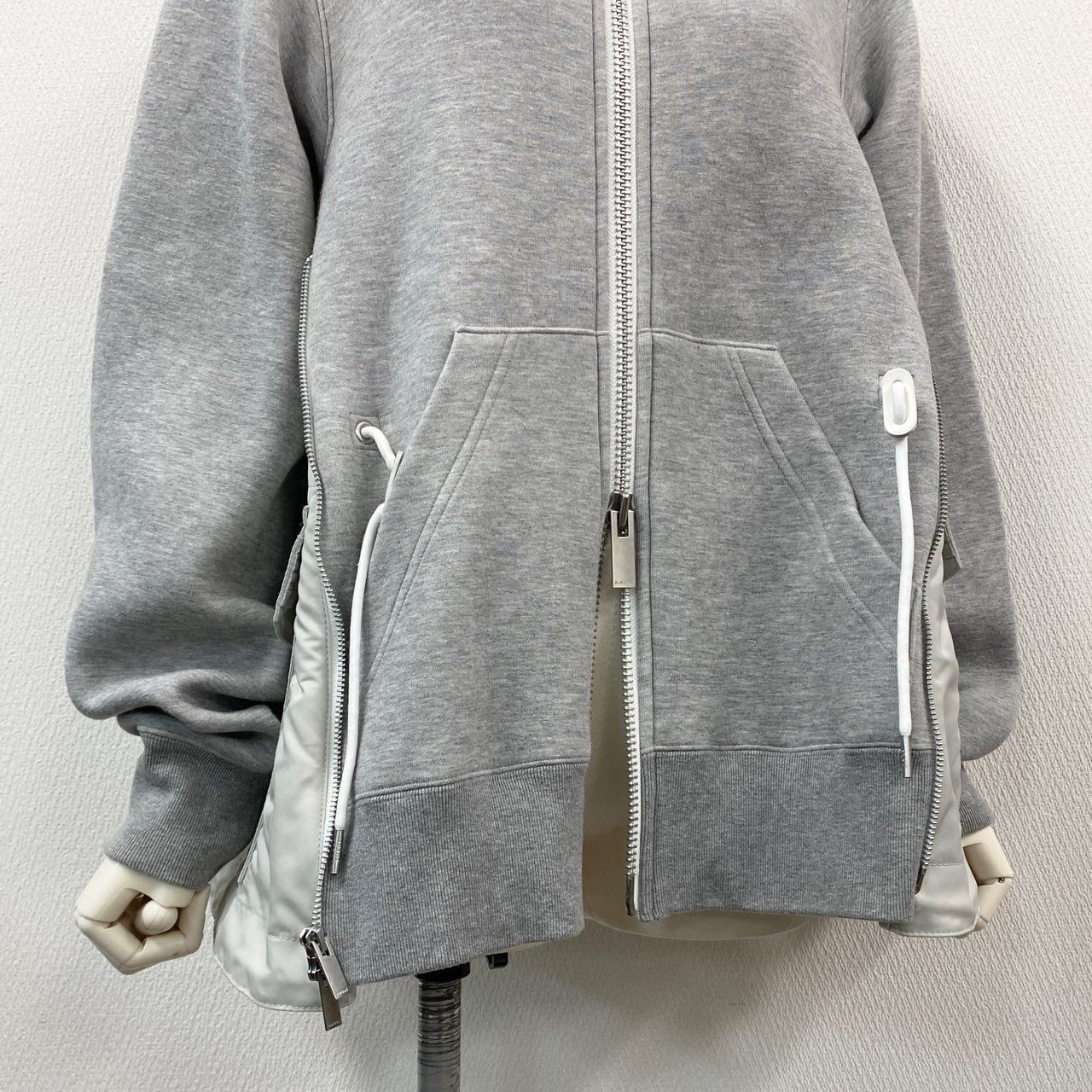 56l18 sacai サカイ Sponge Sweat × MA-1 Zip Up Hoodie ドッキングパーカー SCW-070 3 グレー AD2022 再構築 日本製