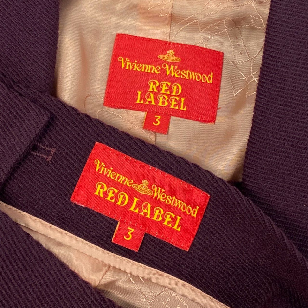 60j27《美品》Vivienne Westwood ヴィヴィアンウエストウッド スカートセットアップ ウール ジャケット スカート オーブ  357-01-47507 3サイズ ボルドー レディースu02t