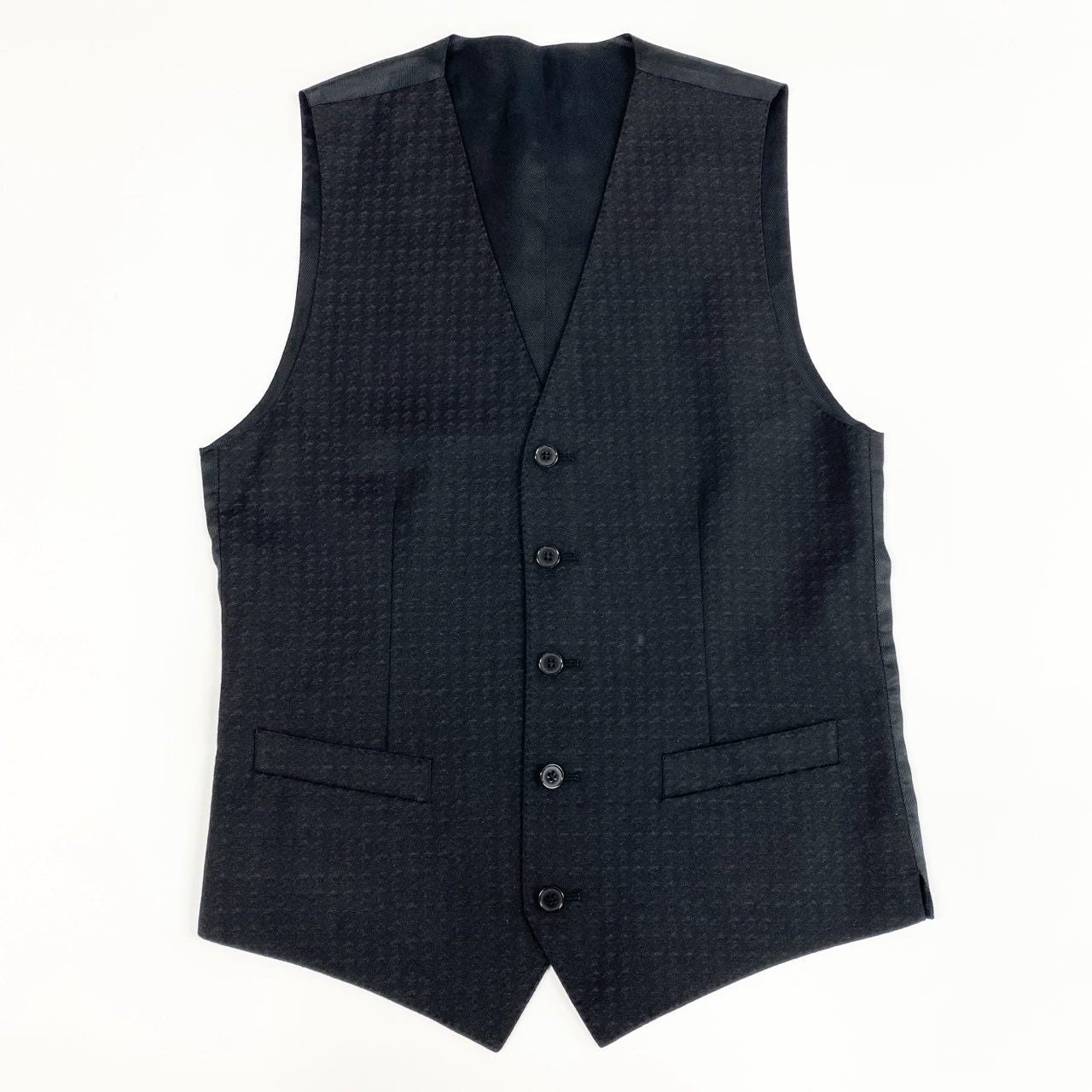69i26 《美品》DOLCE＆GABBANA ドルチェアンドガッバーナ 3ピース セットアップ スーツ MARTINI 総柄 千鳥格子 G1UKMT 44サイズ ブラック メンズk02i