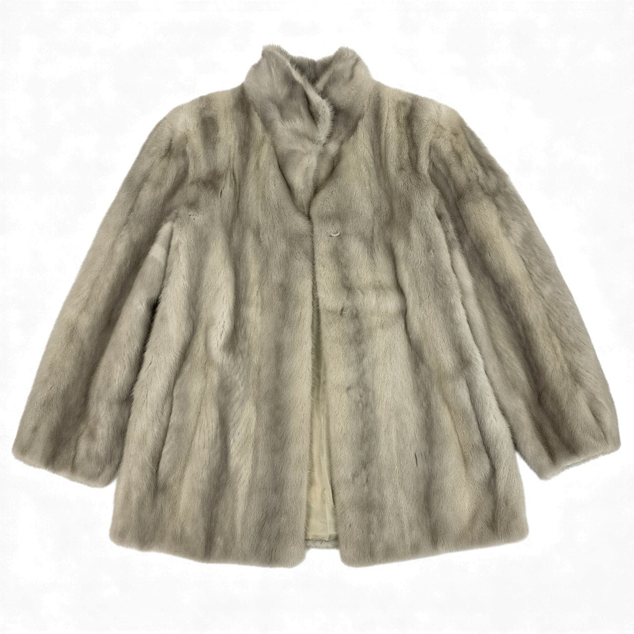 77L10 Lupian Furs サファイアミンク ファーコート サイズ11号 シルバーグレー 本毛皮 MINK FUR ポケット有t18r