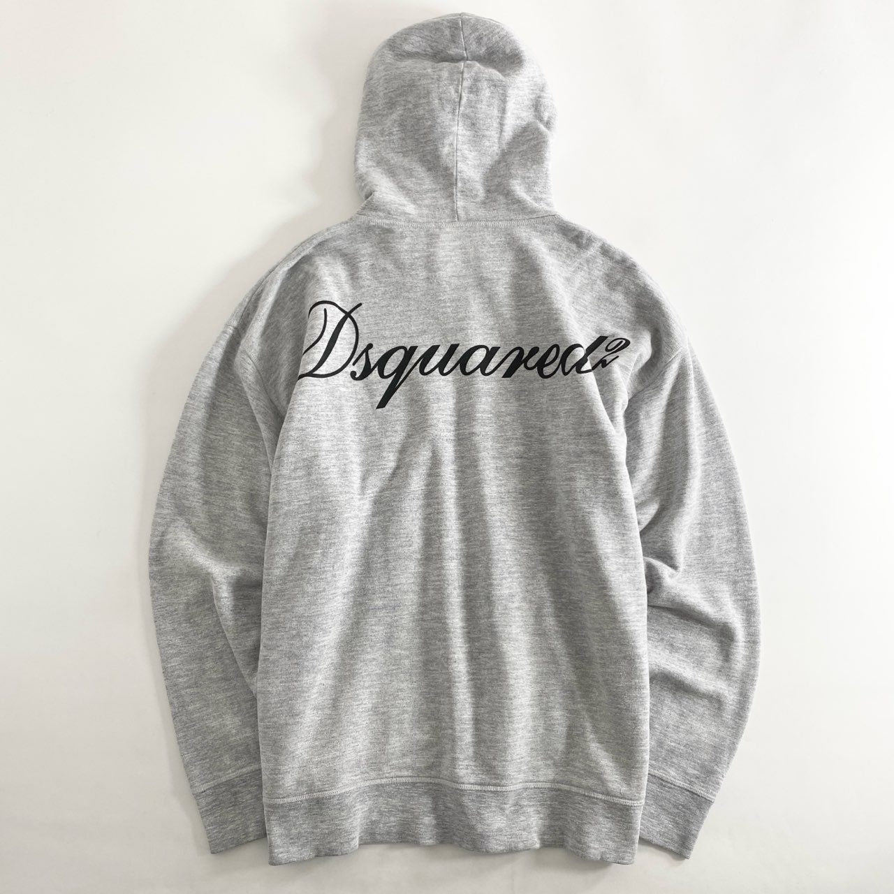 88i3 DSQUARED2 ディースクエアード Slogan Slouch Sweat Parka スタッズ パーカー L グレー ペンキ ダメージ加工 イタリア製