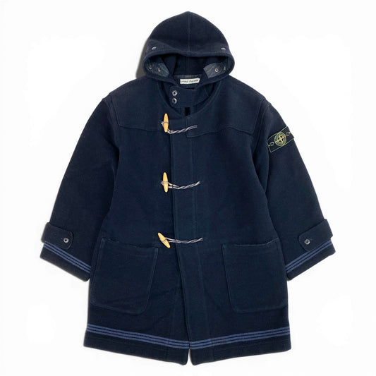 85l20 STONE ISLAND ストーンアイランド 90s ダッフルコート モンゴメリーコート アウター グリーンエッジ 腕章 S ネイビー ウール メンズ アーカイブ マッシモオスティk02i