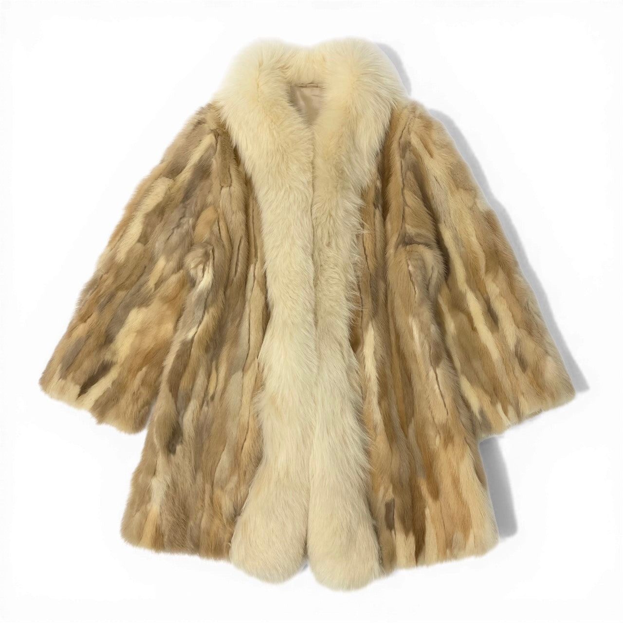 32d2 Catherine J.Guilbert フォックス×ミンク ファーコート 毛皮コートジャケット アウター アイボリー フォックス ミンク レディース 女性用k02i