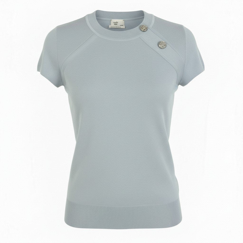 b23 HRMES エルメス 2024 プレタ 半袖ニット サイズ36 ライトブルー レディース 女性用 トップス 半袖セーターta1