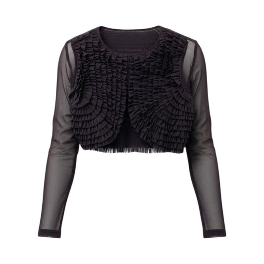 5c2 TOKUKO 1er VOL トクコプルミエヴォル ロングスリーブ フリルカーディガン シアーカーディガン レディース 女性服 サイズ9 パープル ポリエステル100％u02t