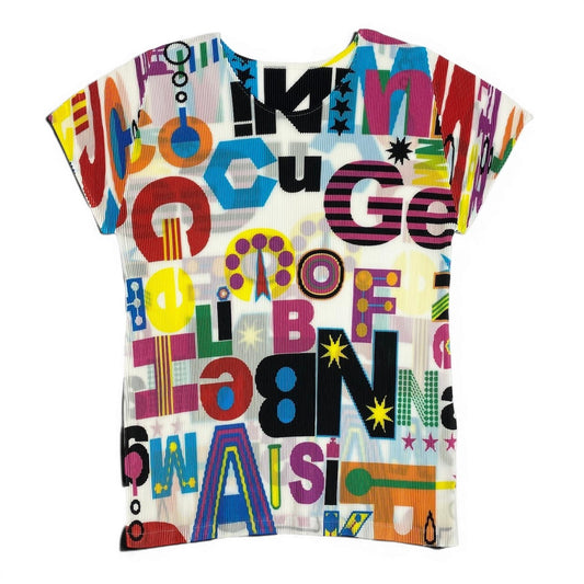 Ad18 【美品】PLEATS PLEASE プリーツプリーズ プリーツカットソー 半袖カットソー 総柄 トップス PP81FK392 3サイズ マルチカラー ポリエステル100％ レディース 女性用u02t