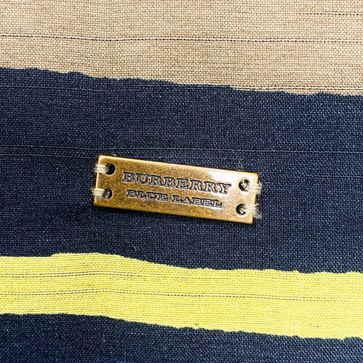 78e18 BURBERRY LONDON BLUE LABEL バーバリーロンドン ブルーレーベル パフスリーブ 膝丈ワンピース ボーダー柄 ウエストリボン  サイズ36 マルチカラー ポリエステル100％ レディース 女性用u02t