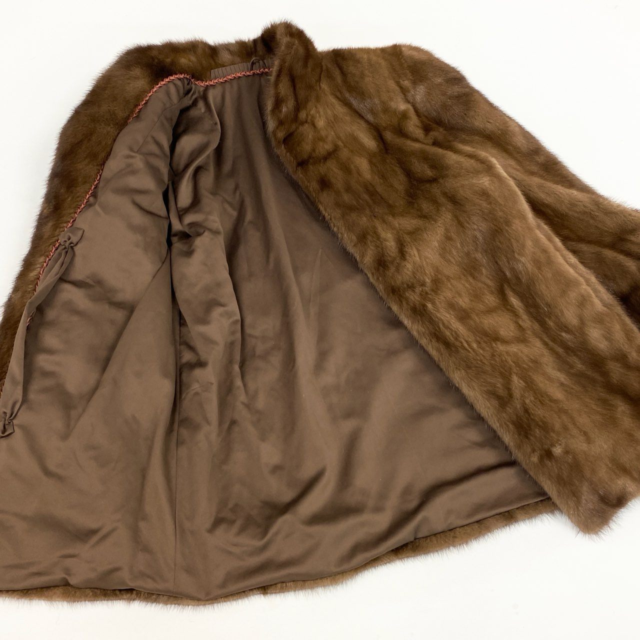 49L8 SAGA MINK サガミンク 銀サガ デミバフミンク ファーコート サイズ13号 ブラウン 最高級本毛皮 MINK FUR ポケット有t18r