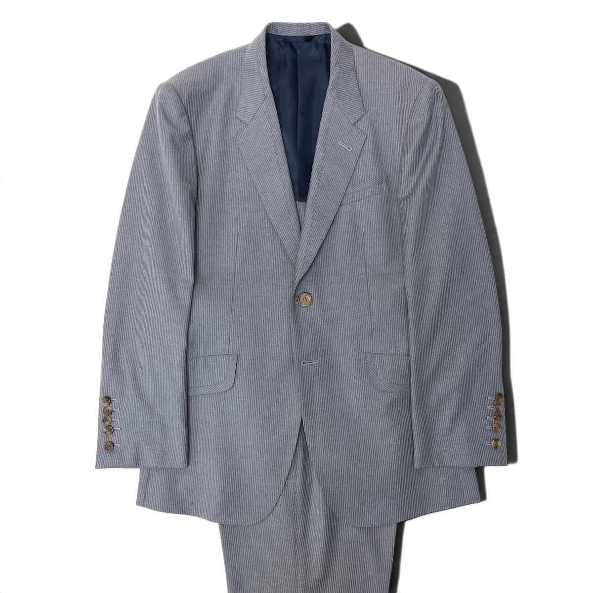 45j15 Paul Smith COLLECTION ポールスミスコレクション セットアップ シングルスーツ ストライプ柄 2B グレー ウール100％ メンズ 紳士服o07t