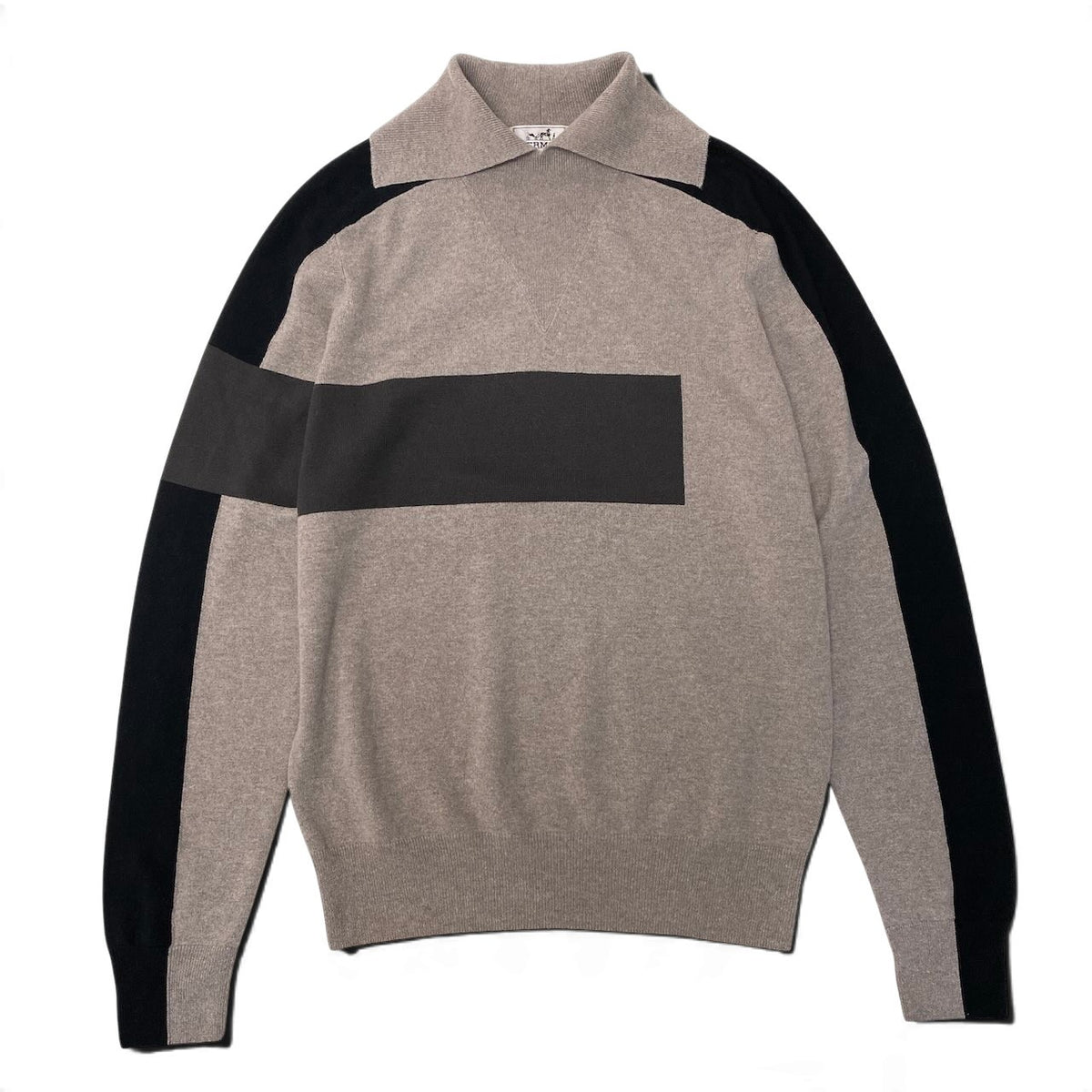 43j16 【未使用】 HERMES エルメス ロングスリーブ 襟付き ニットセーター サイズXL マルチカラー ウール100％ メンズu02t