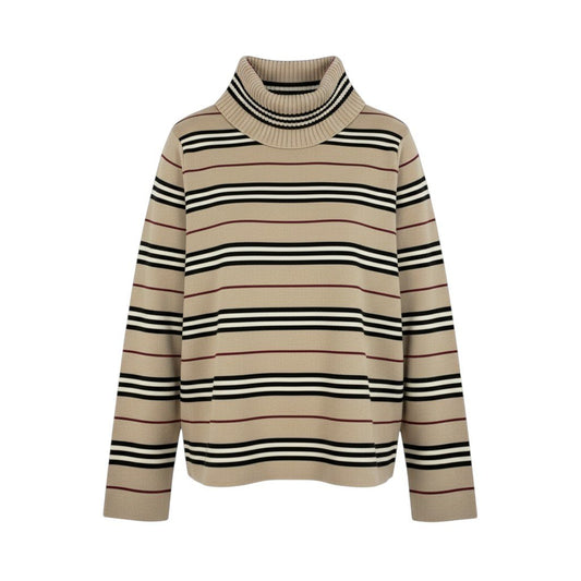 12i30 BURBERRY LONDON バーバリー タートルネック ボーダーニット セーター サイズ2 ベージュ Knit Sweatert18r