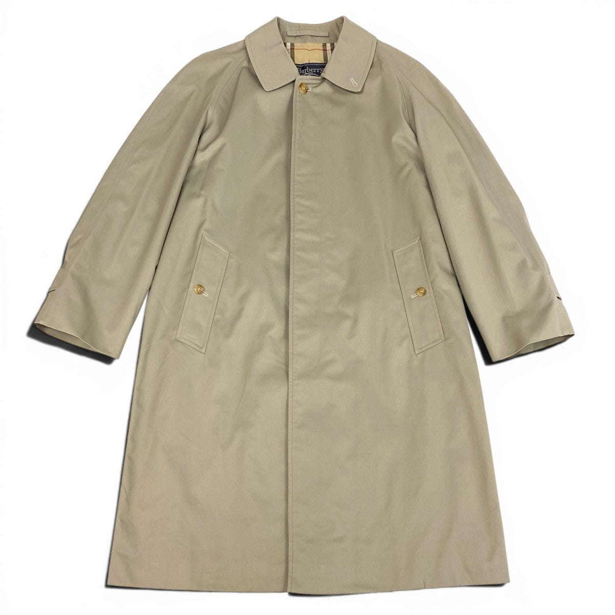 Mg11 Burberrys' バーバリー 英国製 ステンカラーコート 裏地ノバチェック ベージュ メンズ 紳士服o07t