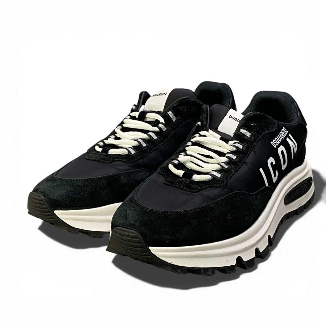 1k26 DSQUARED2 ディースクエアード RUN DS2 ローカットスニーカー  メンズ 紳士靴 シューズ SNM0320 01606725 イタリア製 42 ブラック ホワイト ナイロン カーフレザーu02t