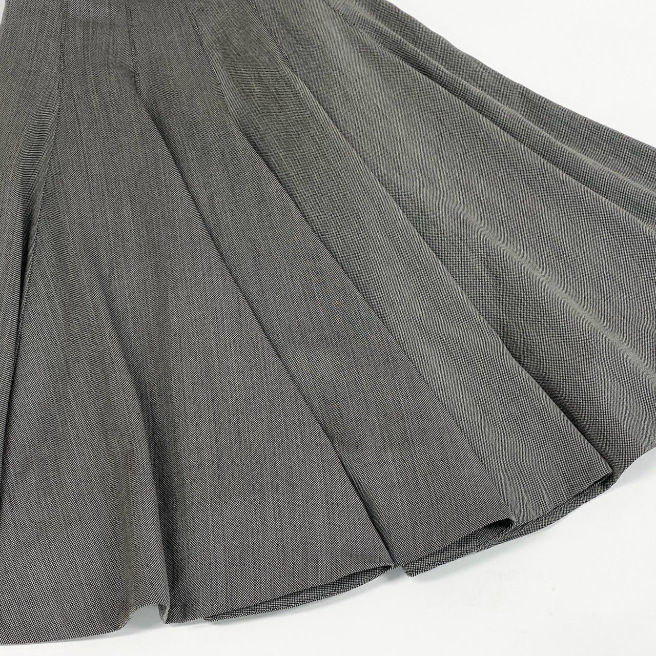 12a23 Alexander McQueen アレキサンダーマックイーン 立体プリーツ ロングスカート フレアスカート バスストップ期 40 グレー ウール レディース アーカイブu02t